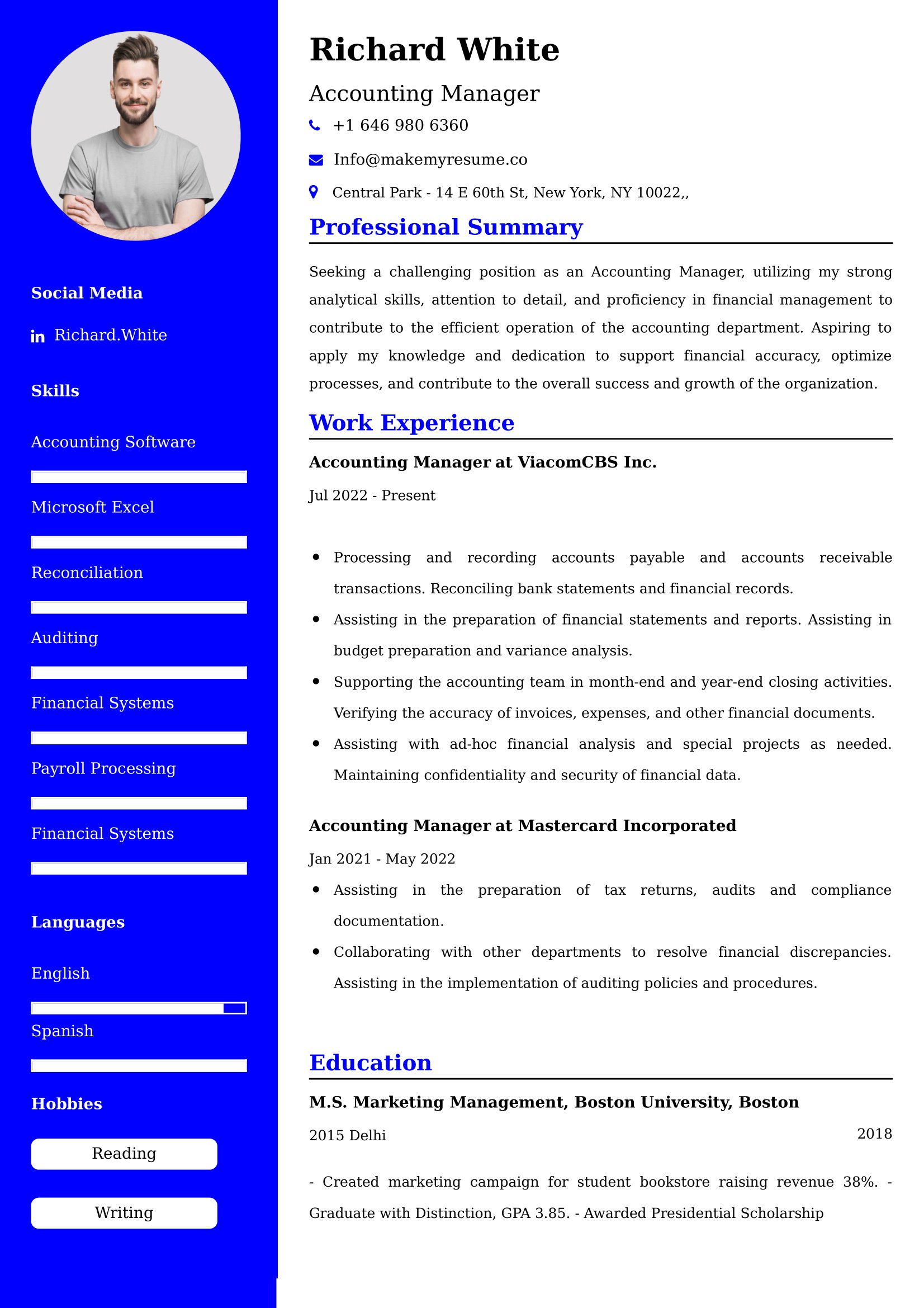 Accounting Manager Resume Examples Canada