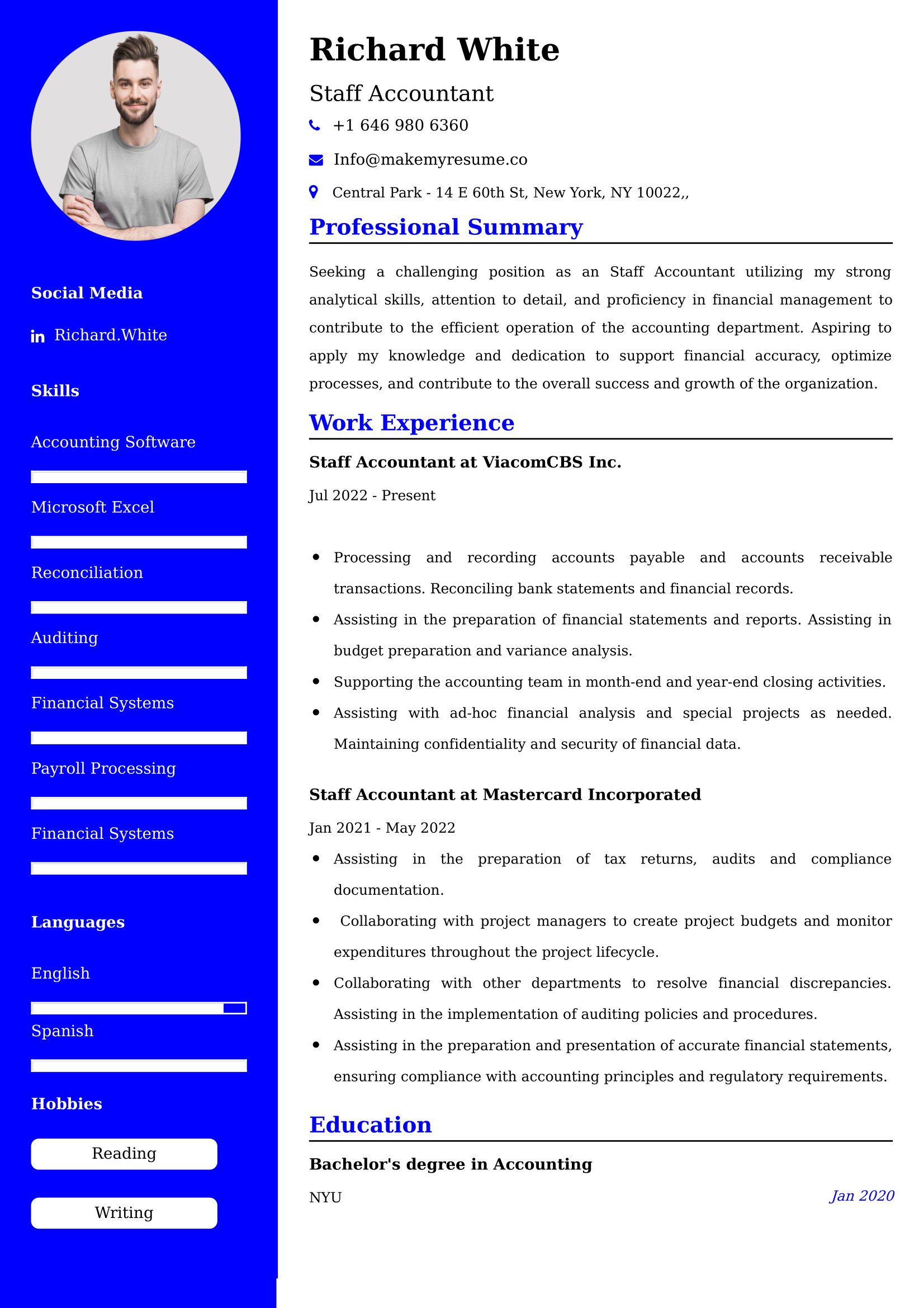 Staff Accountant Resume Examples Canada