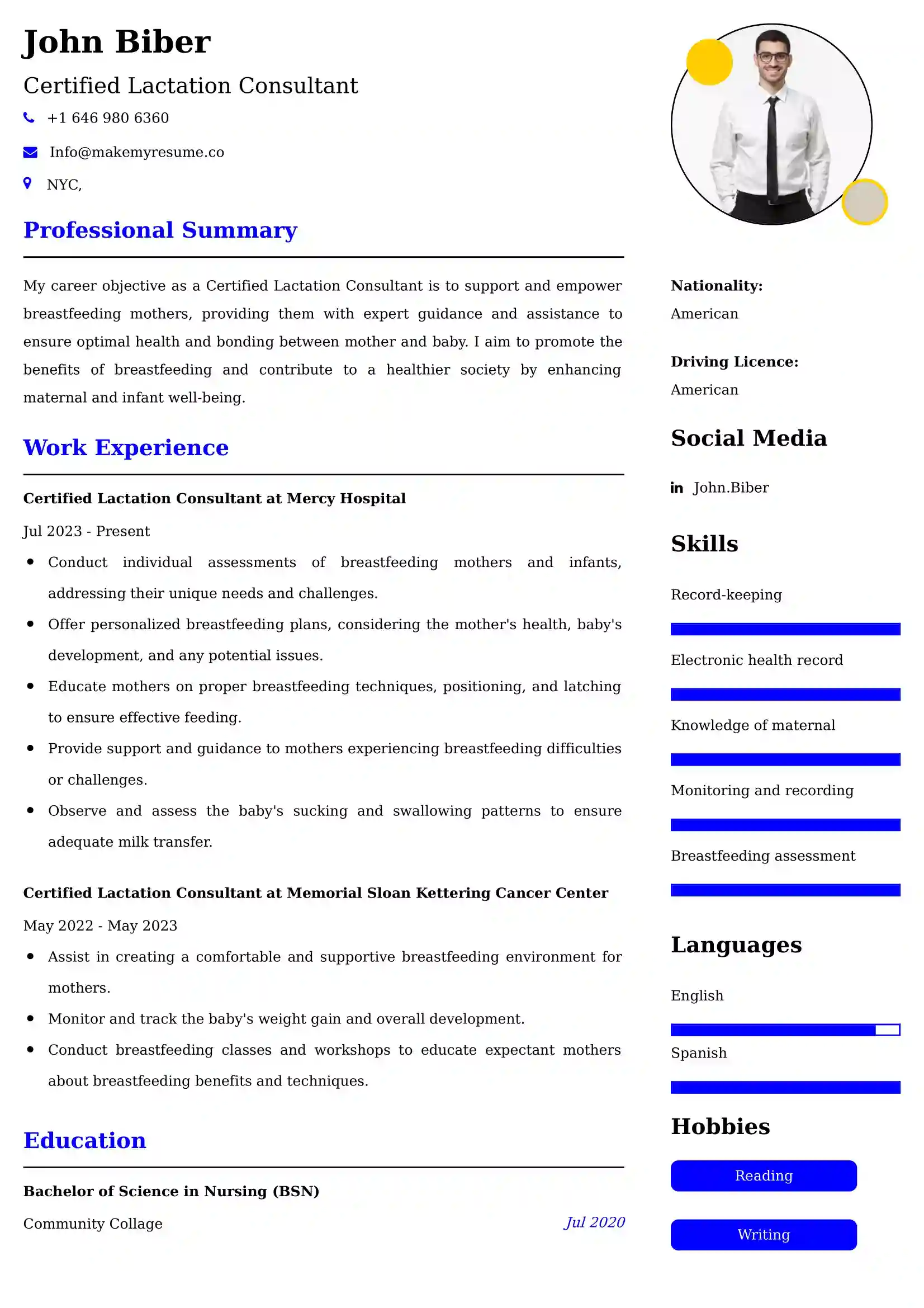 Certified Lactation Consultant Resume Examples Canada